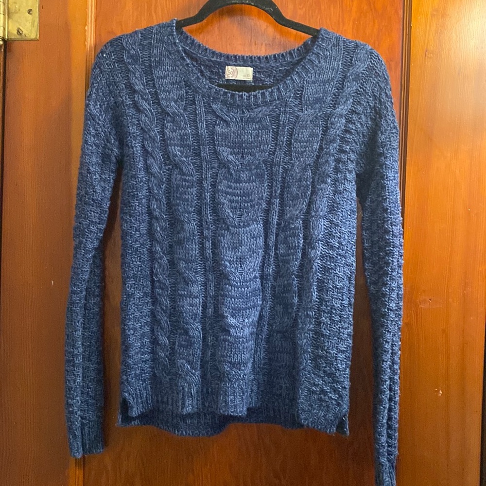 Dark Blue Knit Crew Neck Sweater